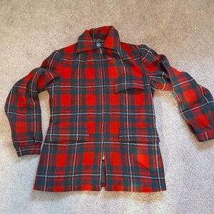 Vintage Swandri hooded wool tartan jacket, size S